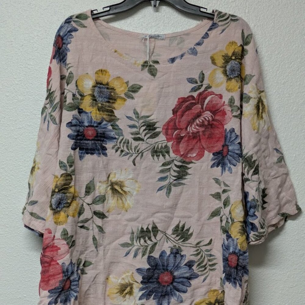 Simply Couture Women's Pink Floral Pocket Swing Tunic - 3X